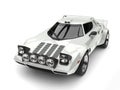 Clear white vintage sports race car - top down front view