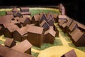 Clear wooden model of Russian medieval city