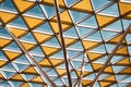 Clear and yellow glass ceiling of the building