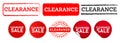 clearance circle and rectangle red stamp and label sticker sign business marketing sale Royalty Free Stock Photo