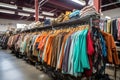 clearance rack full of discounted apparel Royalty Free Stock Photo