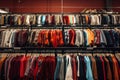 A clearance rack with marked-down clothing Royalty Free Stock Photo