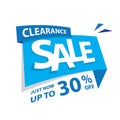 Clearance Sale blue tag 30 percent heading design for banner or Royalty Free Stock Photo