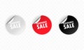 Clearance sale icon. Sticker set. Discount vector. Clearance sale labels set. Black, red and white round circle tags. Sale tags Royalty Free Stock Photo