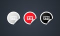 Clearance sale icon. Sticker set. Discount vector. Clearance sale labels set. Black, red and white round circle tags. Sale tags Royalty Free Stock Photo