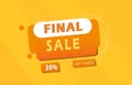 Final sale banner. Clearance Sale orange tag 20 percent off heading design for banner or poster. Sale and Discounts Royalty Free Stock Photo