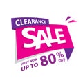 Clearance Sale pink purple 80 percent heading design for banner