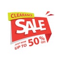 Clearance Sale red tag 50 percent heading design for banner or p Royalty Free Stock Photo