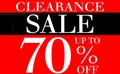 Clearance Sale up to 70 Percents Promotion Label