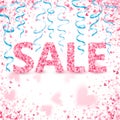 Clearance sale on Valentine`s day. Discounts. Royalty Free Stock Photo