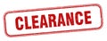 clearance stamp. clearance square grunge sign. Royalty Free Stock Photo