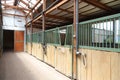 Cleared empty stall in the stable keeping sport horses Royalty Free Stock Photo