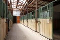 Cleared empty stall in the stable keeping sport horses Royalty Free Stock Photo