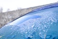 Cleared the frost on the windshield in the cold, front and rear blurring the background Royalty Free Stock Photo