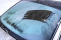 Cleared the frost on the windshield in the cold, front and rear blurring the background Royalty Free Stock Photo