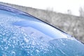 Cleared the frost on the windshield in the cold, front and rear blurring the background Royalty Free Stock Photo