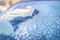 Cleared the frost on the windshield in the cold, front and rear blurring the background Royalty Free Stock Photo