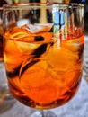 Clearglass with Aperol Spritz and ice cubes