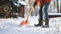 Clearing the Way. The Steadfast Effort of a Man Shoveling Snow on a Wintry Day. Generative AI Royalty Free Stock Photo