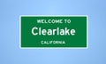 Clearlake, California city limit sign. Town sign from the USA. Royalty Free Stock Photo