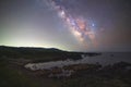 Clearly Milky way over shore of Oga town in Akita Royalty Free Stock Photo