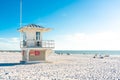 Lifeguard tower on Clearwater beach with beautiful white sand in Florida USA Royalty Free Stock Photo