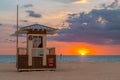 Clearwater Beach Florida. Beautiful Sunset. Beach lifeguard station or tower. Panorama of Clearwater Beach FL Royalty Free Stock Photo