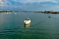 People enjoying bowrider boat close to Clearwater Marine Beach in Gulf Coast Beaches 1