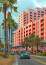 Clearwater Beach Florida. Panorama of city Clearwater Beach FL. Summer vacations in Florida. Beautiful View on Hotels Royalty Free Stock Photo