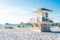 Clearwater beach, Florida, USA - September 17, 2019: Lifeguard tower on Beautiful Clearwater beach with white sand in Royalty Free Stock Photo