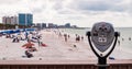 Clearwater Beach, Florida, USA 11/6/19 A tower viewer overlooking people swimming in the Gulf of Mexico and relaxing on the beach