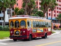 Clearwater Beach, Florida, USA 11/6/19 A trolley car parked on the side of the road