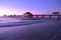 Panoramic view of Pier 60 on magenta sunset background at Cleawater Beach.