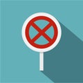 Clearway sign icon, flat style