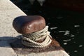 Cleat and rope at sea Royalty Free Stock Photo