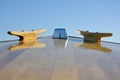 Cleats on Bow Deck of a Wood Strip Boat