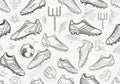 The cleats are drawn in different angles, displaying lace and cleat details Royalty Free Stock Photo