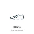 Cleats outline vector icon. Thin line black cleats icon, flat vector simple element illustration from editable american football Royalty Free Stock Photo