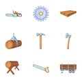 Cleaver icons set, cartoon style