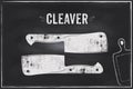 Cleaver knife. Vector sketch chalk illustration design