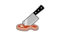 Cleaver And Piece Of Meat Butchery Object Food Logo