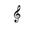 clef music note black design isolatede on white. icon vector illustration. Royalty Free Stock Photo