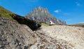 Clement Mountain as seen from Hidden Lake trail on Logan Pass in Glacier National Park during the 2017 fall fires in Montana USA Royalty Free Stock Photo