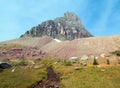 Clement Mountain as seen from Hidden Lake trail on Logan Pass in Glacier National Park during the 2017 fall fires in Montana USA Royalty Free Stock Photo