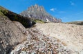 Clement Mountain as seen from Hidden Lake trail on Logan Pass in Glacier National Park during the 2017 fall fires in Montana USA Royalty Free Stock Photo