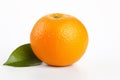 Clementine fruit with leaf on white background