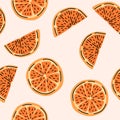 Clementine mandarin citrus orange fruit seamless pattern Royalty Free Stock Photo