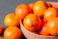 clementine mandarin fruit. mandarins in the wooden bowl Royalty Free Stock Photo