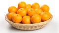 Clementine mandarin oranges in basket on white background fresh citrus fruits display concept Royalty Free Stock Photo