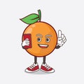 Clementine Orange Fruit cartoon mascot character speaking on the phone